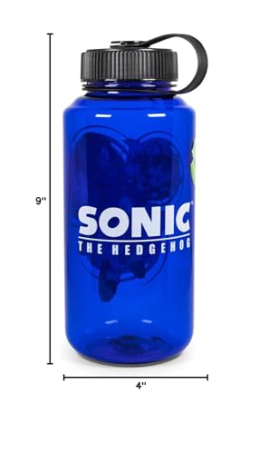 JUST FUNKY Sonic The Hedgehog Character Water Bottle | BPA-Free Large Plastic Water Jug With Screw Top Lid | Hydration For Outdoor Sports, Gym, Yoga | Holds 32 Ounces