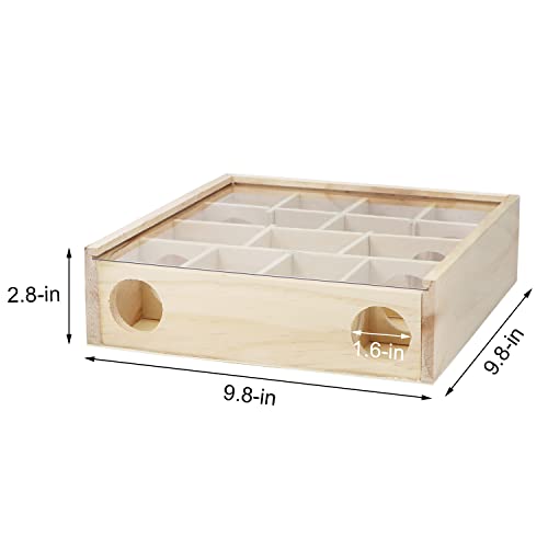 Wontee Wooden Hamster Tunnel Maze with Cover, Hideout & Tunnel Exploring Toys for Dwarf Hamsters Mice Small Gerbil