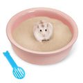 kathson Hamster Sand Bath Box Ceramic Small Animals Shower Bathtub Gerbil Litter Box Mice Bathroom Syrian Hamster Digging Sand Container Cage Accessories for Lemmings (Pink) - color: Pink