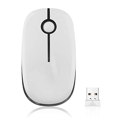 VssoPlor Wireless Mouse, 2.4G Slim Computer Laptop Mouse, Black and White | Portable Mouse, Plug & Play USB Nano Receiver, Quiet Silent Optical Mice for Notebook, PC, Laptop, Computer, Windows, Mac - color: Black and White