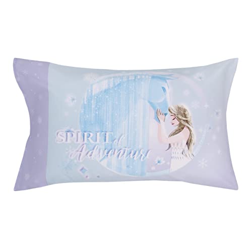 NoJo Disney Frozen Winter Cheer Lavender, Aqua and White Anna, Elsa and Olaf 2 Piece Toddler Sheet Set - Fitted Bottom Sheet and Reversible Pillowcase - color: Frozen Winter Cheer