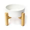 Elevated Ceramic Cat Bowl - Cat Food Bowl with Bamboo Stand - Raised Dog Dish for Puppies - Anti Vomiting, Stress Free - 13.5 oz / 400 ml - White - color: White, size: Small