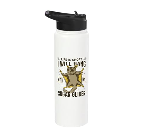 Australia Marsupial Wildlife Animal Lover Sugar Glider Stainless Steel Insulated Water Bottle - color: White