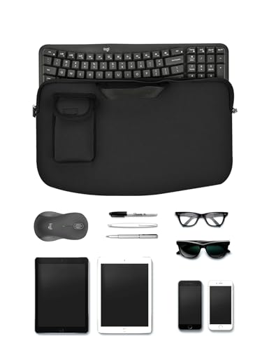 Portable Keyboard Sleeve for Logitech MK670/Wave Keys Ergonomic Keyboard | Keyboards Travel Bag,Shockproof Waterproof Dustproof Protective Neoprene Sleeve Case(Bag Only) - color: Black