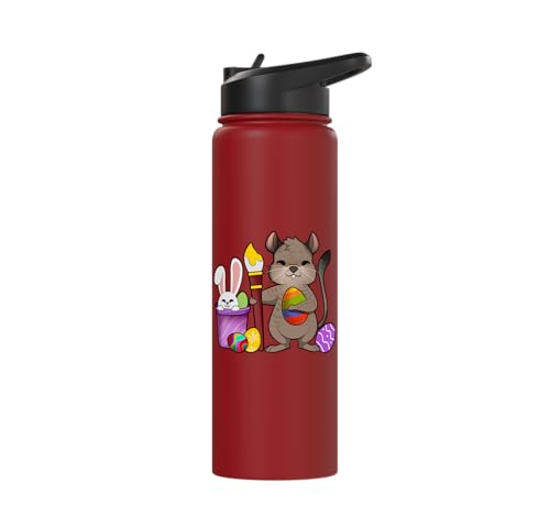 Cute degu painting Easter eggs Stainless Steel Insulated Water Bottle - color: Red