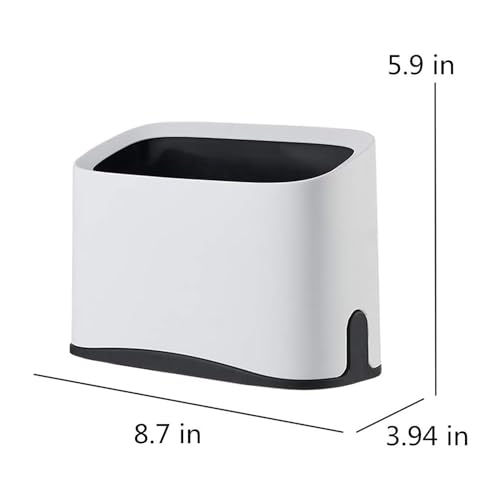White Cat Litter Scoop Holder, Mini Trash Can with Lid | Kitty Scooper Caddy for Box, Stand Pairs With Most Litter Boxes and Fits Most Scoops