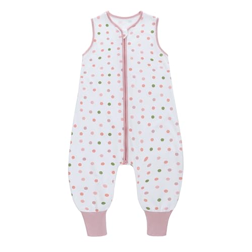 Miracle Baby Sleep Sack with Feet, 0.5 TOG 100% Cotton Wearable Blanket with Legs, Sleeveless Sleeping Bag for Babies(2 Pack) - color: Pink + Dots, size: M (12-24 Months)