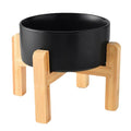 6'' Ceramic Raised Dog Bowl - 30Oz Dog Food & Water Bowl with Elevated Non-Slip Bamboo Stand, Dishwasher & Microwave Safe, Anti Vomiting Heavy Duty Pet Bowl for Small and Medium Dogs, Black - color: 1 x Bowl + Stand - Black, size: 6 inch