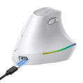 KYSONA 57° Wireless Ergonomic Mouse, Vertical Mouse, Carpal Tunnel Mouse, RGB Light, Rechargeable, Bluetooth & 2.4G, 5-Level DPI Adjustment, Quiet Click Ergo Mice Compatible with PC/Laptop/Mac, White - color: RGB Light in White