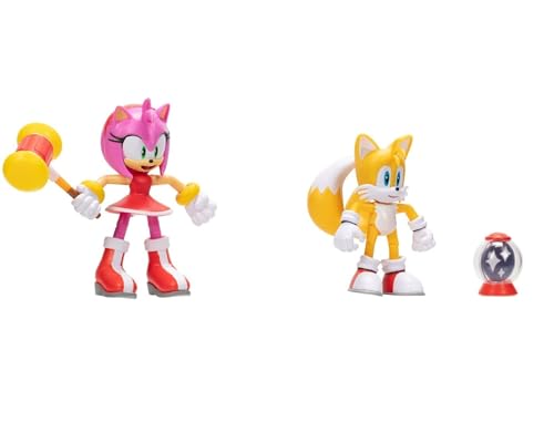 JAKKS Pacific Sonic the Hedgehog Sonic 4" Action Figure 2 Pack - Modern Tails & Modern Amy