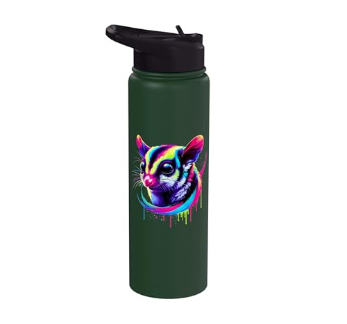 Dripping Paint Art Sugar Glider Sugar Gliders Stainless Steel Insulated Water Bottle - color: Dark Green