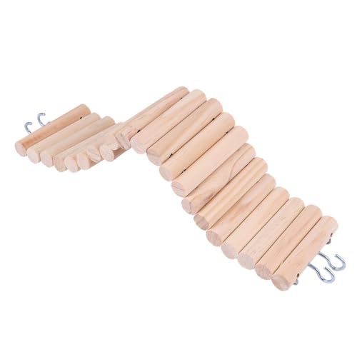 Hamster Ladder Bridge Wooden Hamster Chew Toy Small Animal Climbing Ladder for Cage Easy Hang Hooks Supports Balance and Coordination 15.74 X 2.95 X 0.39 in