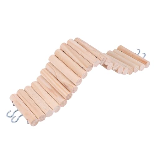 Hamster Ladder Bridge Wooden Hamster Chew Toy Small Animal Climbing Ladder for Cage Easy Hang Hooks Supports Balance and Coordination 15.74 X 2.95 X 0.39 in