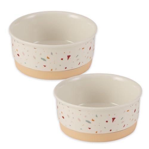 Bone Dry Ceramic Food Bowls, Non-Slip & Dishwasher Safe, Small Set, 4.25x2 Terrazzo - color: Terrazzo, size: Small Set, 4.25x2"