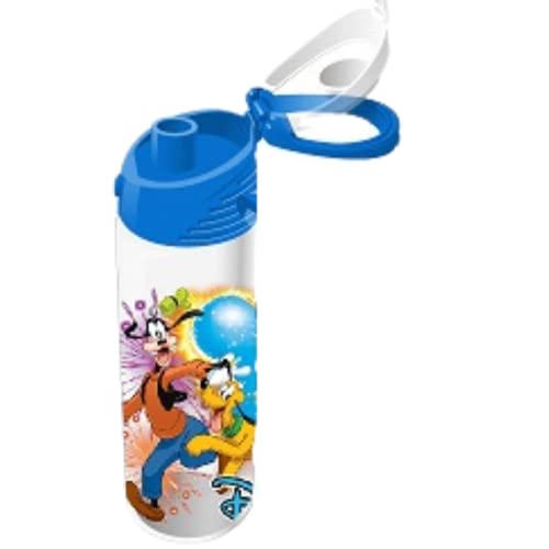 Jerry Leigh Mickey Mouse and Friends Flip Top Water Bottle, Blue Firework Collectible Disney Cups and Novelty Gifts for Men or Women, 24 Ounces