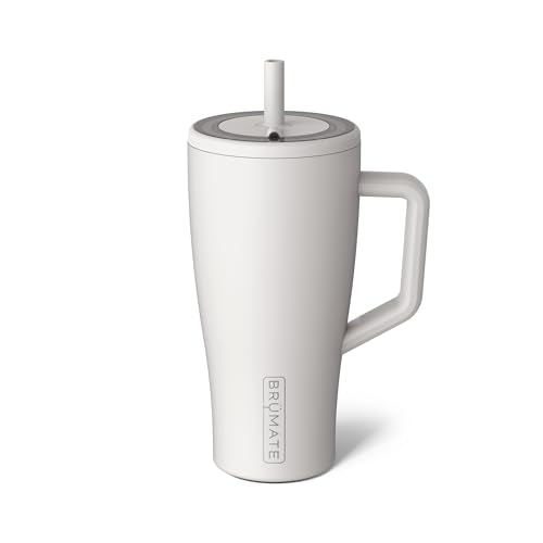 BrüMate Era 30 oz Tumbler with Handle and Straw | 100% Leakproof Insulated Water Bottle Tumbler with Lid and Flexible SoftSip Straw | Made of Stainless Steel | Cup Holder Friendly | 30oz (Dune) - color: Dune, size: 30oz
