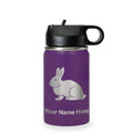 LaserGram Personalized 12oz Water Bottle, Rabbit (Dark Purple) | Engraved Gift, Vacuum Insulated Stainless Steel, Flip-Top Straw Lid, Laser Engraved With Your Name - color: Dark Purple, size: 12 Ounces
