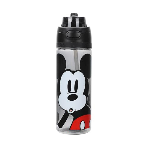 Bioworld Mickey Mouse Classic Mickey Face Black 24 Oz Plastic Water Bottle With Dual Spout Lid - color: Mickey Mouse Classic Mickey Face