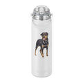 SERENGETI 24 Oz Water Bottle Stainless Steel with Spill Proof Lid - Double walled Vacuum Insulated water flask - Realistic 3D Print of your favorite dog (Rottweiler) - color: Rottweiler