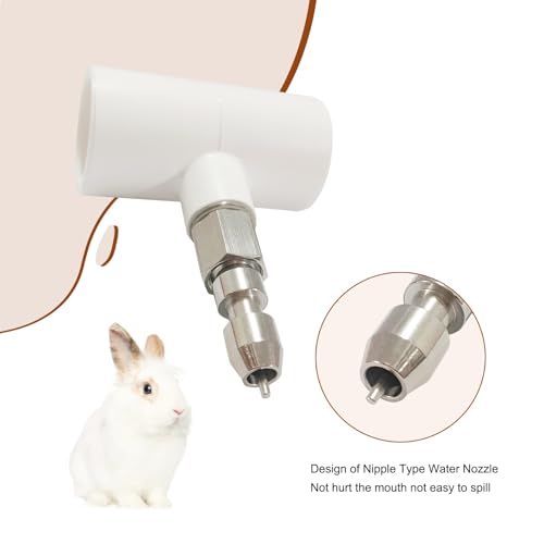 Stainless Steel Water Nipples with PVC Tee for Rabbit (6Pcs) | Metal Automatic Watering System for Rat, Guinea Pig, Hamster, Ferrets, Mouse, Mice