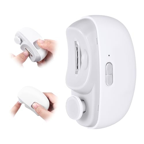 3 in 1 Electric Nail Clipper for Seniors, Baby Nail Trimmer Electric Automatic Trimmer, Safe Electric Toenail Clippers Nail File Tools for Adult, Manicure Kit Grinder with Polishing(White) - size: White