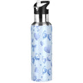 Light Blue Bows Hearts Water Bottle Kids Insulated Sports Vacuum Stainless Steel Mug with Straw Lid & Handle 20 oz - color: C2979