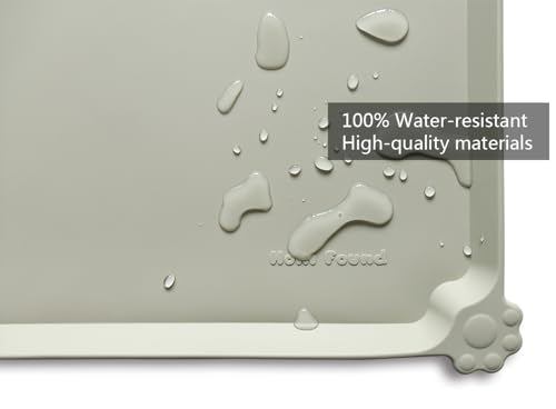 Hoki Found L Silicone Non Slip Pet Dog Cat Bowl Mats - Placemat - Feeding Mat - Waterproof - For Carpet - Cream Green - color: Cream Green, size: 22" x 14"