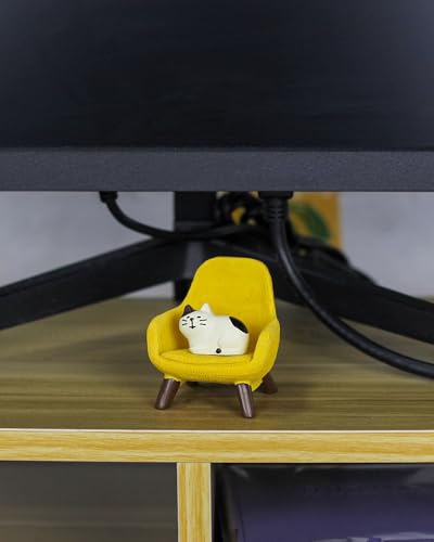 Mevodeata Cute Mini Cat Figurine with Small Sofa Resin Cat Figure for Office Home Decor - Cute Cat Gift for Cat Lovers (Yellow Sofa) - color: Little Cat-yellow