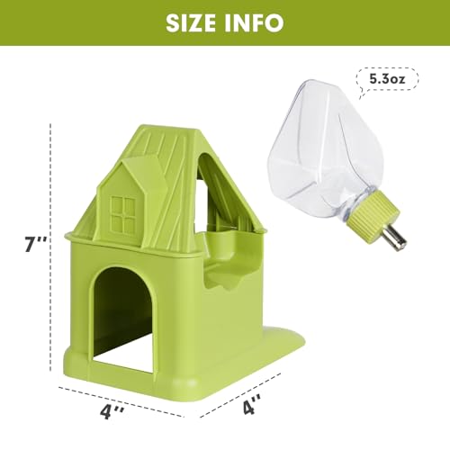 VANNON 4 in 1 Quiet Hamster Exercise Wheel, Multi Functional Hamster House with Running Wheel, Water Bottle, Food Bowl and Hideout, Small Animals Exercise Running Toys for Hamsters Gerbils Mice, Green - color: Green