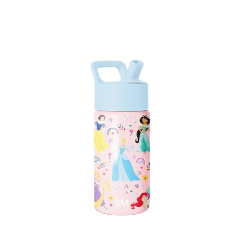 Simple Modern Disney Princess Kids Water Bottle & Toddler Cup | 14oz | Insulated Stainless Steel Princess Rainbows Toddler Water Bottle, Kids Tumbler with Straw | Spill Proof for School Girls Boys - color: Disney-Princess Rainbows, size: 14 Ounces