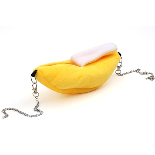 DQITJ 2 Pack Sugar Glider Bed House Hamster Banana Warm Hammock Small Animal Cage Nest (Pink and Yellow)