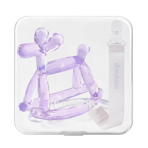 Baby Teether Toy, Food Grade Silicone Teething Toy for Babies 0-12 | Easy Grip, Multiple Biting Points, Soothes Teething Discomfort, BPA-Free, Easy to Clean - color: Amethyt Clip+Box