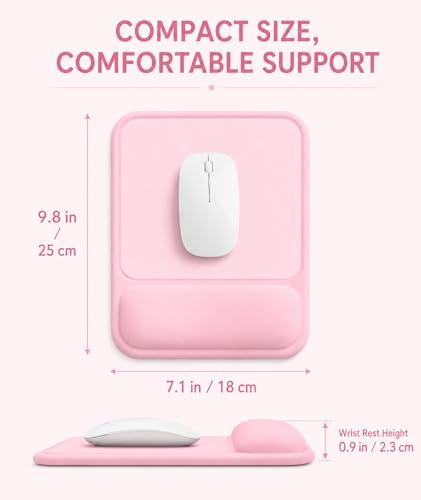 Ergonomic Mouse Pad with Wrist Rest, Gel Mousepad with Soft Wrist Support, Non-Slip PU Base, Smooth Surface Mouse Pad for Wrist Pain Relief, Computer Laptop Office Home & Gaming (Pink) - color: Pink