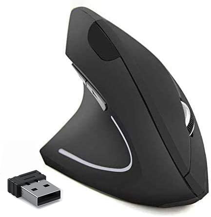 Ergonomic Left-Handed Wireless Vertical Mouse, 2.4G, 3 Adjustable DPI (800/1200/1600), Specially for Left Handers - color: Black - Left Hand - Battery