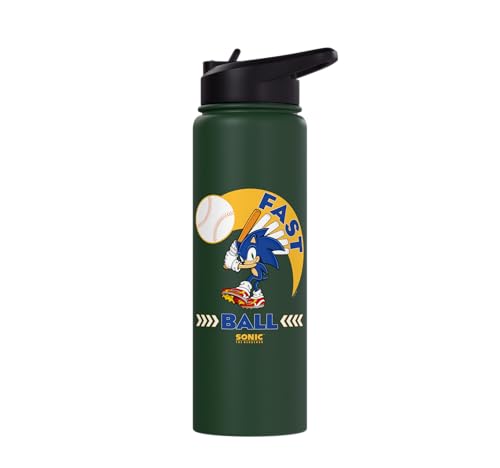 Sonic the Hedgehog - Sonic Fast Ball Stainless Steel Insulated Water Bottle - color: Dark Green