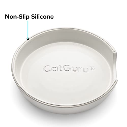 CatGuru Cat Bowls, Whisker Friendly Food Bowl for Indoor Cats, Reliefs Whisker Fatigue, Wide Kitten Dish, Non Slip Pet Dishes, Shallow Pet Plates (Ceramic, White, (Pack of 1)) - color: Ceramic, White, size: Dish