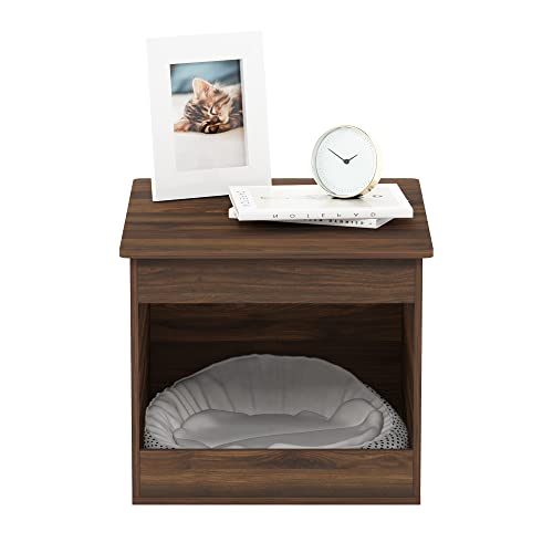 Furinno Peli Top Opening Litter Box Enclosure, Columbia Walnut | Litter Box Furniture, Wooden Pet House, Easy Assembly, for Living Room - color: Columbia Walnut, size: Top Opening