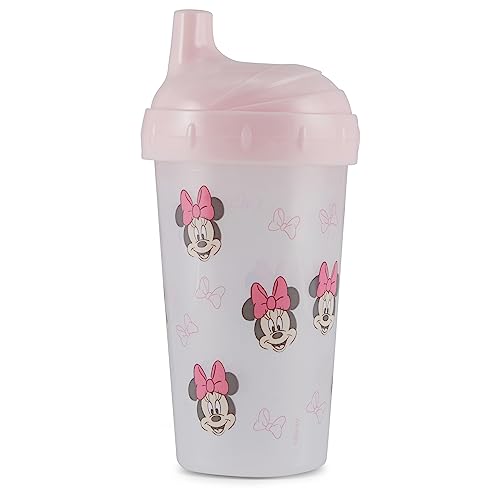 Disney Toddler Sippy Cups for Girls | 10 Ounce Minnie Mouse Sippy Cup Pack of Two with Straw and Lid | Durable Blue Leak Proof Travel Water Bottle for Toddlers