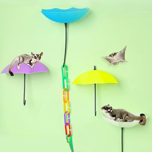 Sugar Glider Toy Umbrella Jumping Platform Set with Climbing Chain Accessories for Small Pet (Umbrella Set)