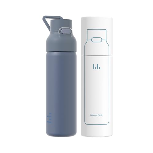 24oz 316L Stainless Steel Insulated Water Bottle | Smooth-flow oval spout, One-hand flip lid, Easy carry handle, Easy to clean, Sweat-proof exterior, Blue - color: Blue