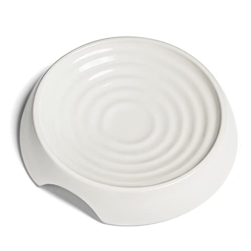 CatGuru Cat Bowls, Whisker Friendly Food Bowl for Indoor Cats, Reliefs Whisker Fatigue, Wide Kitten Dish, Non Slip Pet Dishes, Shallow Pet Plates (Ceramic, White, (Pack of 1)) - color: Ceramic, White, size: Dish