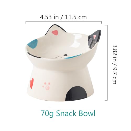 Cute Ceramic Raised Cat Bowls Elevated Design, 15° Tilted FeederProtect Cat's Spine Anti Vomiting Blow for Flat Faced Cats, Kitten Small Dogs,Raise Tilted Cat Food Bowld Pet Dishes(Black) - color: Black