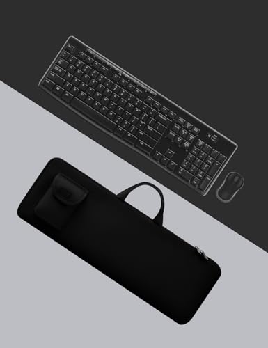 Keyboard Sleeve Travel Case for Logitech Mk270 Wireless Keyboard Mouse | Rugged Neoprene Construction Zipper Mouse Storage and Cable Storage Pouch (Black) - color: Black