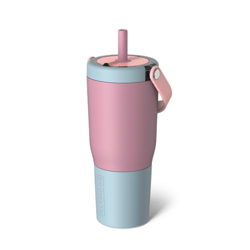 BrüMate Resa 25oz 100% Leakproof Travel Tumbler with Handle & Straw | Flexible SoftSip Straw | Silicone Sleeve for Durability | Stainless Steel | Cup Holder & Travel Friendly Water Bottle | (Eclipse) - color: Eclipse, size: 25 oz