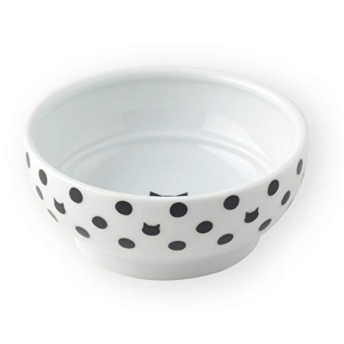 Necoichi Shallow Wide Ceramic Cat Food & Water Bowl (Dots Style, Basic Flat) - color: Dots