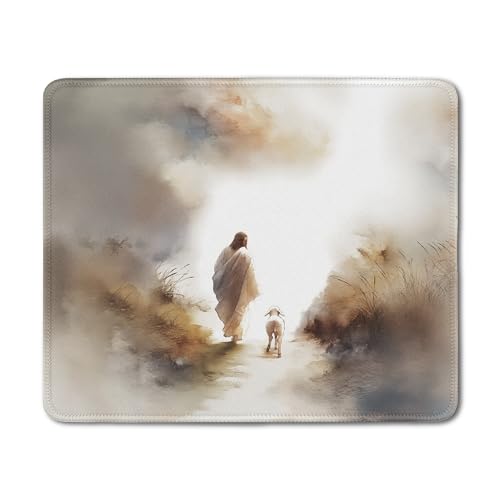 Christian Jesus Leaves The 99 Sheep Mouse Pad, Christian Jesus Gifts Mouse Pads Mousepad for Desk Office Computers Laptop, Religious Office Supplies Desk Accessories, 9.5x7.9 Inch - color: 04Child