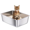 Stainless Steel Litter Box, Metal Litter Box High Sided 18"x14"x6" | Cat Litter Box Easy to Clean, Non-Stick Litterbox for Cats or Kittens, No-Smell Pet Supplies Toilet Tray - size: 1 Pack-Medium (17.7"×13.7"×6")
