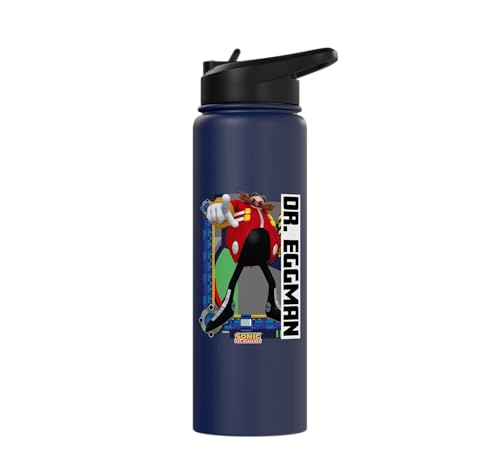 Sonic the Hedgehog - In the Zone - Dr. Eggman Stainless Steel Insulated Water Bottle - color: Navy Blue
