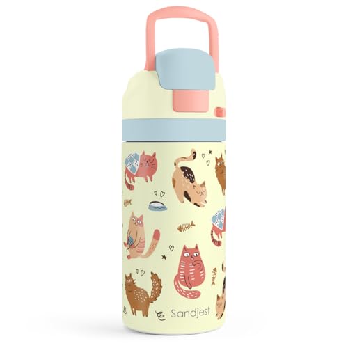 Cat Kids Insulated Stainless Steel Water Bottle 16 Oz, Travel Tumbler for School, Sports for Girls, Birthday, Back To School - color: Cat 2