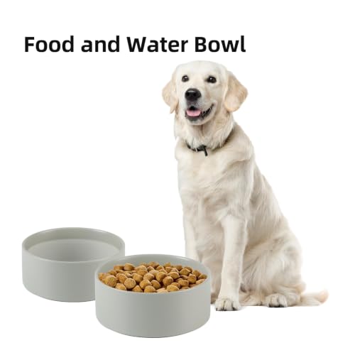 Havniva Ceramic Dog Bowls, 8.3” Dog Food and Water Bowl, Pet Feeding Bowl | Dog Food Bowl for Large Dogs, Food-Grade Ceramic, Dog Water Bowl with Non-Slip Rubber Base, Large Capacity, Dishwasher Safe - color: Matte Gray